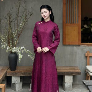 Modern Vietnamese Dress | Vietnamese Women’s Ao Dai | Áo Dài Cách Tân | Tencel Silk 2 color Ao Dai | Size S-3XL image 13