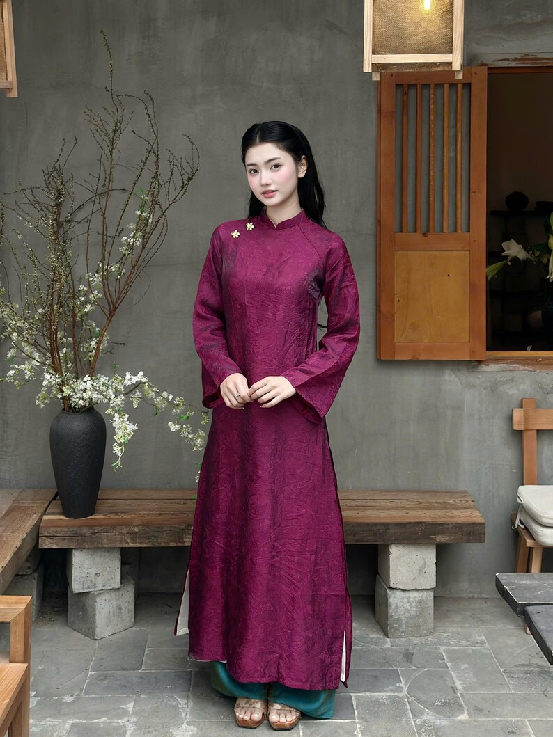 Modern Vietnamese Dress | Vietnamese Women’s Ao Dai | Áo Dài Cách Tân | Tencel Silk 2 color Ao Dai | Size S-3XL image 13