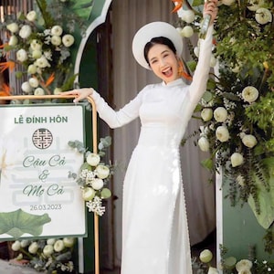 White Gam Luxury Vietnamese Wedding | Vietnamese Traditional Ao Dai For Women | Vietnamese Long Dress For Girls  | Ao Dai For Brides