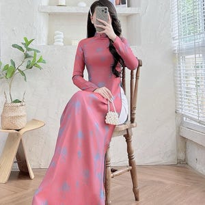 Staubrot Nha Xa Seide Frauen Ao Dai - Traditionelles Vietnamesisches Langes Kleid - Ohne Hosen