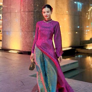 Áo Dài Tơ Tằm Xuân Hỷ | Xuan Hy Silk Ao Dai Top | Luxury Ao Dai | Ao Dai Vietnam | Women Ao Dai Vietnam | Vietnamese Long Dress | NO Pants