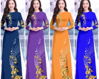 Pre-made Vietnamese Traditional Ao Dai For Women, Ao Dai For Women, Ao Dai For Girls, Vietnamese Dress For Women, Ao Dai Dress For Women