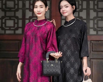 Ao Dai en soie : robe traditionnelle vietnamienne (ensemble sans pantalon)