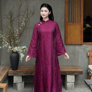 Modern Vietnamese Dress | Vietnamese Women’s Ao Dai | Áo Dài Cách Tân | Tencel Silk 2 color Ao Dai | Size S-3XL image 11