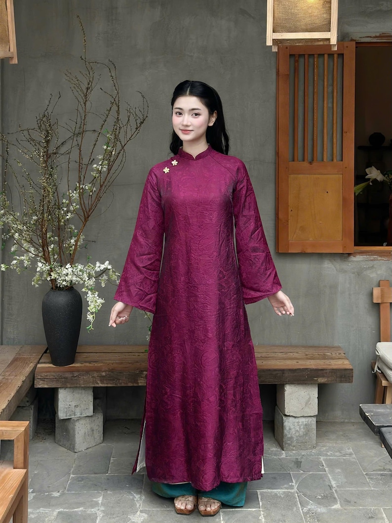 Modern Vietnamese Dress | Vietnamese Women’s Ao Dai | Áo Dài Cách Tân | Tencel Silk 2 color Ao Dai | Size S-3XL image 11