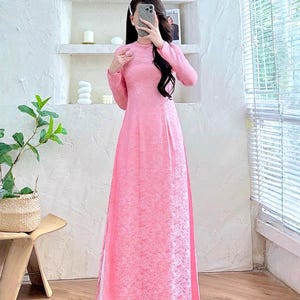 Áo Dài Tơ Gấm Đinh Tử | Vietnamese Traditional Long Dress | Luxury Silk Ao Dai | Ao Dai Vietnam | Ao Dai For Women | Wedding Ao Dai|NO Pants