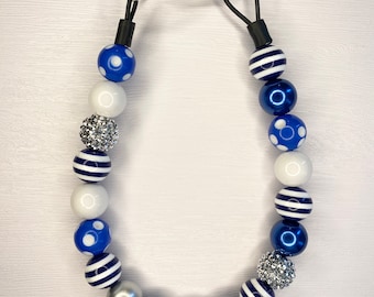 Baubles Bubblegum Bead Collar Royal Blue/White/Silver - 16-inches