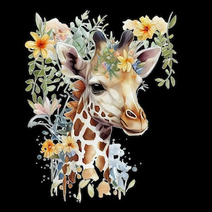 Aquarell Style Giraffe Sticker für Laptops, Handys, Notebooks, etc. Sticker Größen variieren leicht.