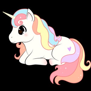 Autocollant Licorne mignon de style Kawaii pour ordinateurs portables, téléphones, cahiers, etc. La taille des autocollants varie légèrement.