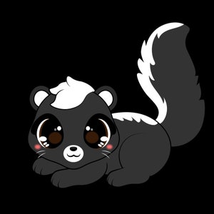 Kawaii Style Stinktier Sticker für Laptops, Handys, Notebooks, etc. Sticker Größen variieren leicht.