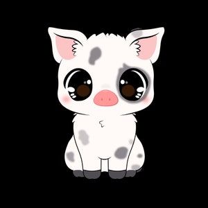 Kawaii Style Cute Pig Sticker für Laptops, Handys, Notebooks, etc. Sticker Größen variieren leicht.