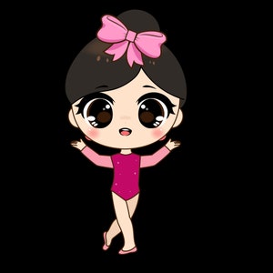 Adesivo de ginasta bonito estilo Kawaii para laptops, telefones, notebooks, etc. Os tamanhos dos adesivos variam ligeiramente.