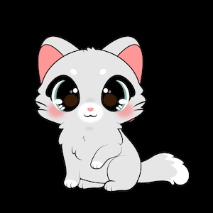 Kawaii Style Cute Kitten Sticker für Laptops, Handys, Notebooks, etc. Sticker Größen variieren leicht.