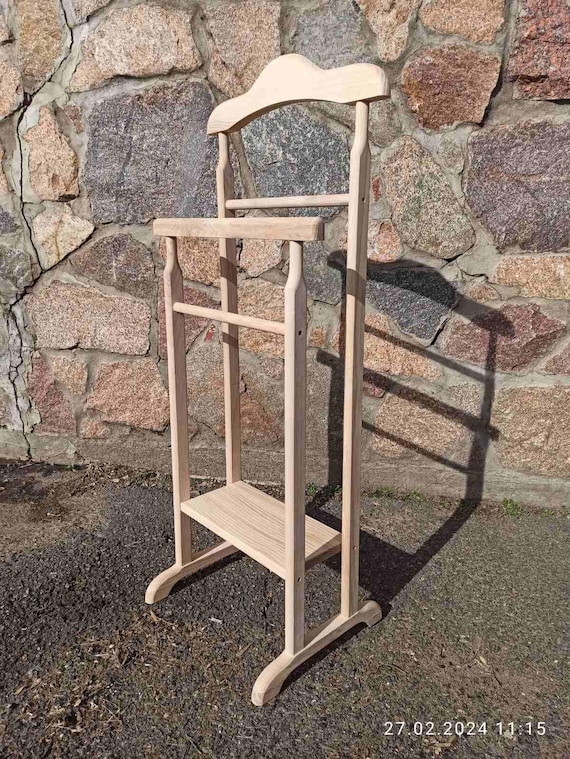 Hanger Clothing Rack Floor Coat Rack Butler Coat Rack Men's Butler Wooden Coat Rack Clothes Hanger Standing Coat Rack Valet Stand