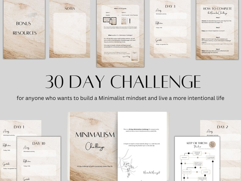 Minimalist 30 Day Challenge | Printable | 30 Days | Declutter ...
