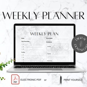 Weekly Planner | Printable | Digital Download | Minimalist | Planner | Digital | Plan | Organize | Productivity | Organizer | Minimalism