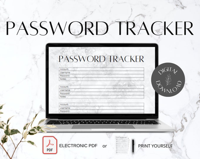 Password Tracker Printable PDF, Productivity, Printable, Happy Planner ...
