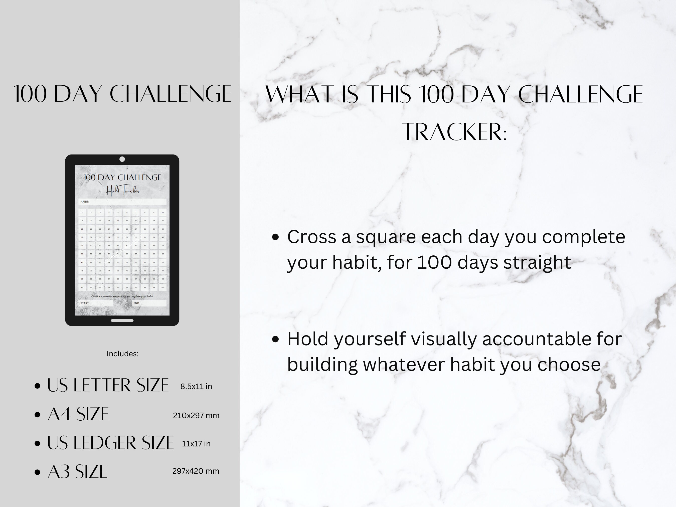 100 Day Challenge Habit Tracker (grey Mist Edition) Minimalist ...