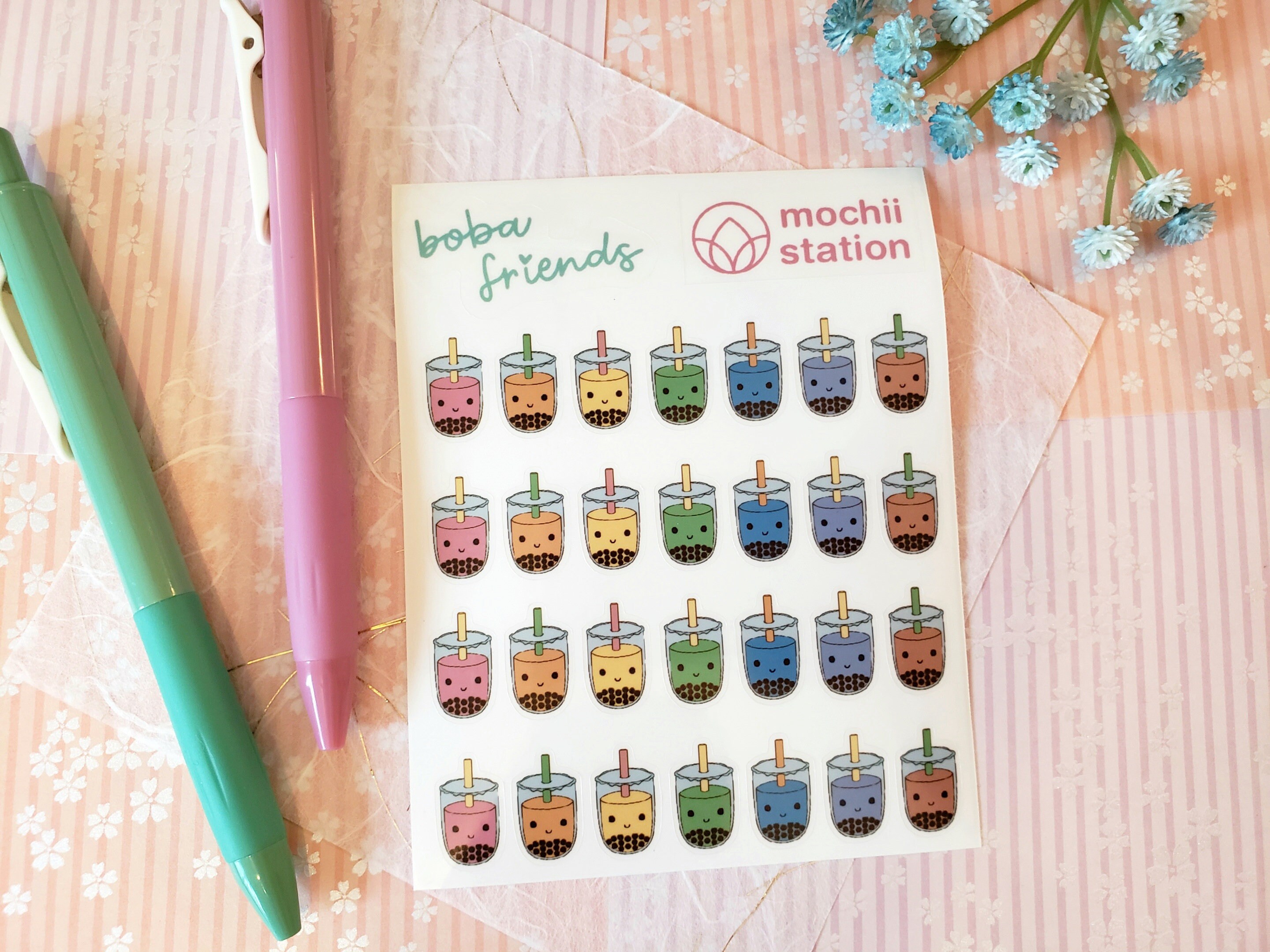 Translucent Rainbow Boba Stickers Bubble Tea Stickers Translucent ...