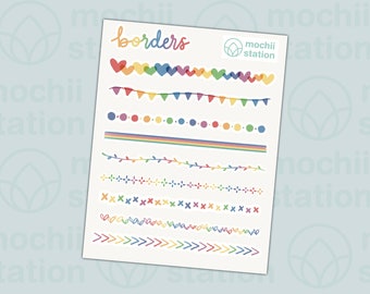 Translucent Rainbow Border Stickers | Translucent Planner Stickers | Rainbow Divider Stickers