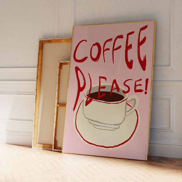 Coffee Print, Retro Coffee Poster, Quirky Wall Art, Coffee Bar Decor, Modern Kitchen Art, Kitchen Print, Maximalist Wall Art, Printable
