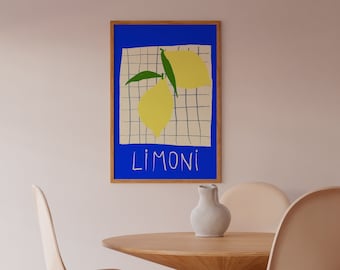 Lemons Prints, Kitchen Wall Art, Lemons Poster, Mid Century Poster, Printable Wall Art, Kitchen Prints, Trendy Prints, Kitchen Wall Decor