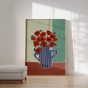 Ramo de flores para imprimir en la pared. Impresión digital. Póster floral, impresión en jarrón, impresiones botánicas, impresión para el comedor