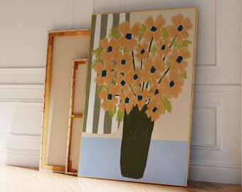 Abstract Floral Vase Print: Modern Botanical Wall Decor (Digital Download)
