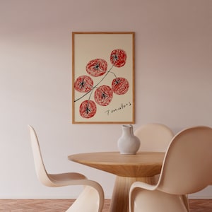 Tomatoes printable wall art - Tomatoes print - Tomatoes poster - Modern kitchen prints - Mid Century Wall Decor - Food Poster- Digital art