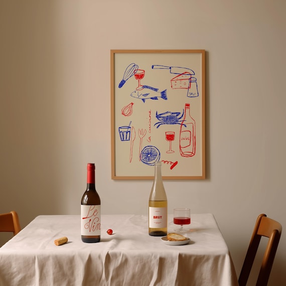 Modern Kitchen Art Print: Food & Drink Illustration