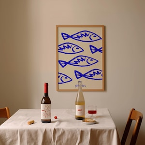 Sardynki – wydruk artystyczny: nowoczesny wystrój kuchni i jadalni