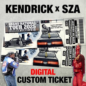 Personalisierte Kendrick Lamar & SZA Konzertkarte, die Grand National Tour, bearbeitbares Andenken, Geschenk für Fans, druckbarer Souvenir Pass, GNX