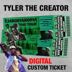 Personalisierte Tyler the Kreative Konzertkarte, Chromakopia World Tour, bearbeitbares Andenken, Geschenk für Fans, druckbarer Souvenir Pass, Lil Yachty