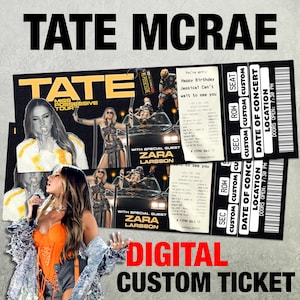 Personalisierte Tate McRae Konzertkarte, Miss Possessive Tour, Konzert Merch Andenken, Geschenk für Fans, bearbeitbarer Souvenir Pass, Küsse an meine Ex