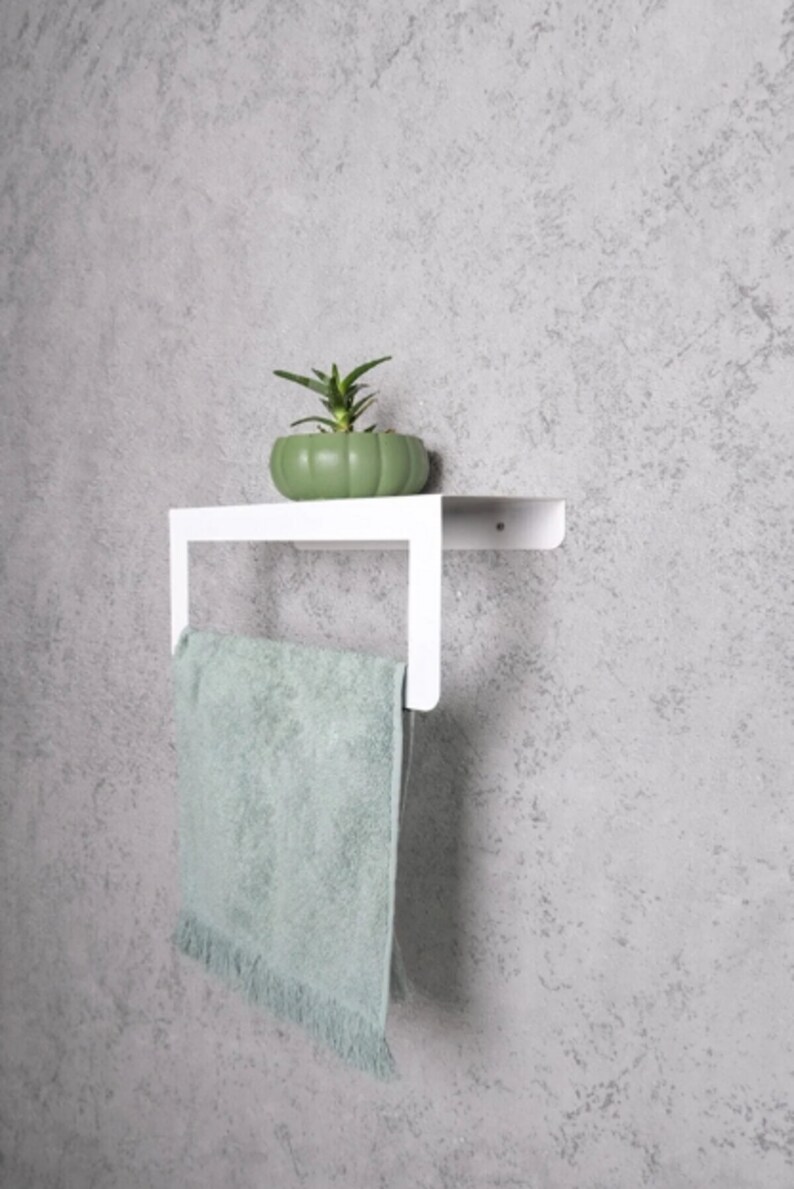 Bathroom Towel Holder With Organizer Shelf Metal Towel - Etsy