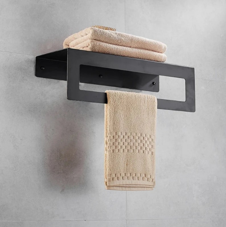 Bathroom Towel Holder With Organizer Shelf Metal Towel - Etsy