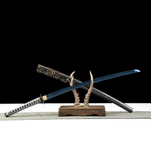 Handmade 1045 Steel Japanese Katana Sword, Blue Pattern Samurai Sword, Full Tang Sharp Katana, Traditional Japanese Sword