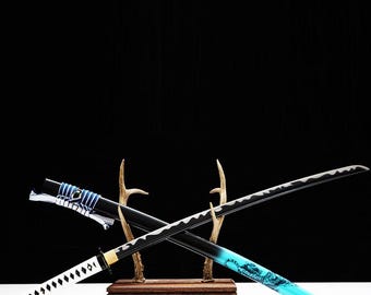 Hand Forged Blue Samurai Sword, High Carbon Steel Katana, Handmade Japanese Sword, Full Size Collector Katana, Gift for Him