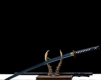 Blue Samurai Katana Sword, Handmade 1045 Steel Japanese Sword, Hand Forged Collector Katana, Decorative Sword Gift for Him