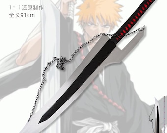 Von Bleichmittel inspiriertes Kurosaki Ichigo Schwert Replik | No Moon Crescent Soulblade Cosplay Katana | Edelstahl Anime Display Schwert