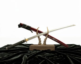 Handmade T10 Steel Katana Sword, Full Tang Japanese Samurai Sword, Black Katana, with Lacquered Sayakatana sharp