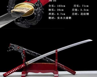 Hand Forged Japanese Style Katana | 1095 Carbon Steel Clay Tempered Samurai Sword | Unsharpened Display Sword Collectible