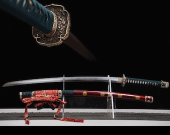 Hand Forged T10 Steel Katana | Clay Tempered Japanese Style Samurai Sword Replica | Unsharpened Handmade Collectible Display Sword