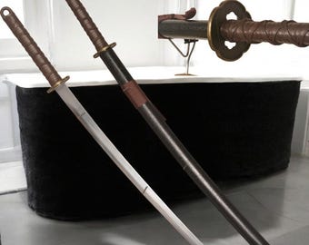 Handmade Brown Katana | Japanese Samurai Sword Replica | Full Tang Stainless Steel Collectible | Traditional Display Sword with Scabbard
