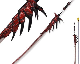 Monster Hunter Rathalos Schwert Nachbildung | Lebensgroße Cosplay Klinge | Edelstahl Spielwaffe Requisite | MHW Display-Schwert mit Ständer
