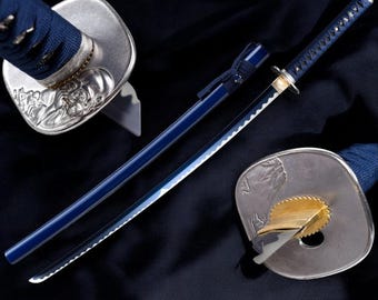 Blue Japanese Katana Sword – Hand Forged Samurai Sword | 1060 Carbon Steel Katana | Full Tang Japanese Style Sword |