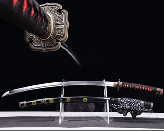 Night Essence Handmade Japanese Katana, Traditional Samurai Sword, High Manganese Steel Tachi, Artisan Forged Display Katana, Gift for Him