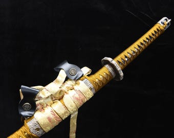 Hand Forged T10 Steel Katana Chrysanthemum Samurai Sword Clay Tempered Display Sword | Handforged katana