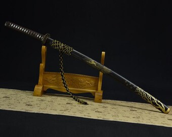 Hand Forged T10 Steel Katana | Clay Tempered Japanese Style Samurai Sword Replica | Unsharpened Handmade Collectible Display Sword