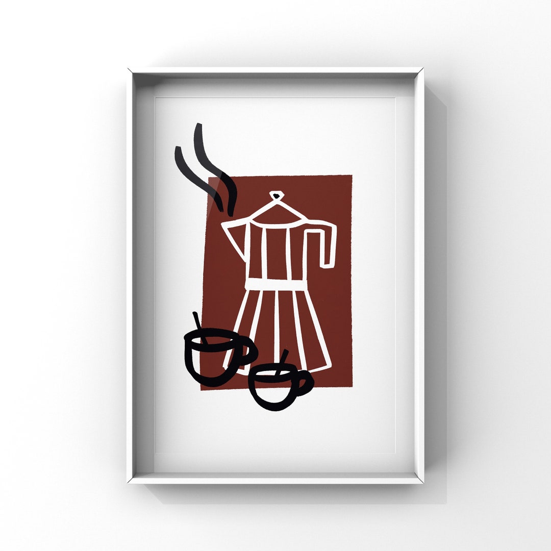 Coffee Corner Art Print Coffee Pot Wall Decoration Mocha Etsy